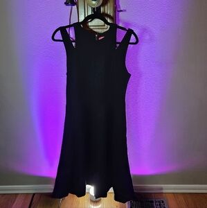 Black Halter A-line Midi Dress